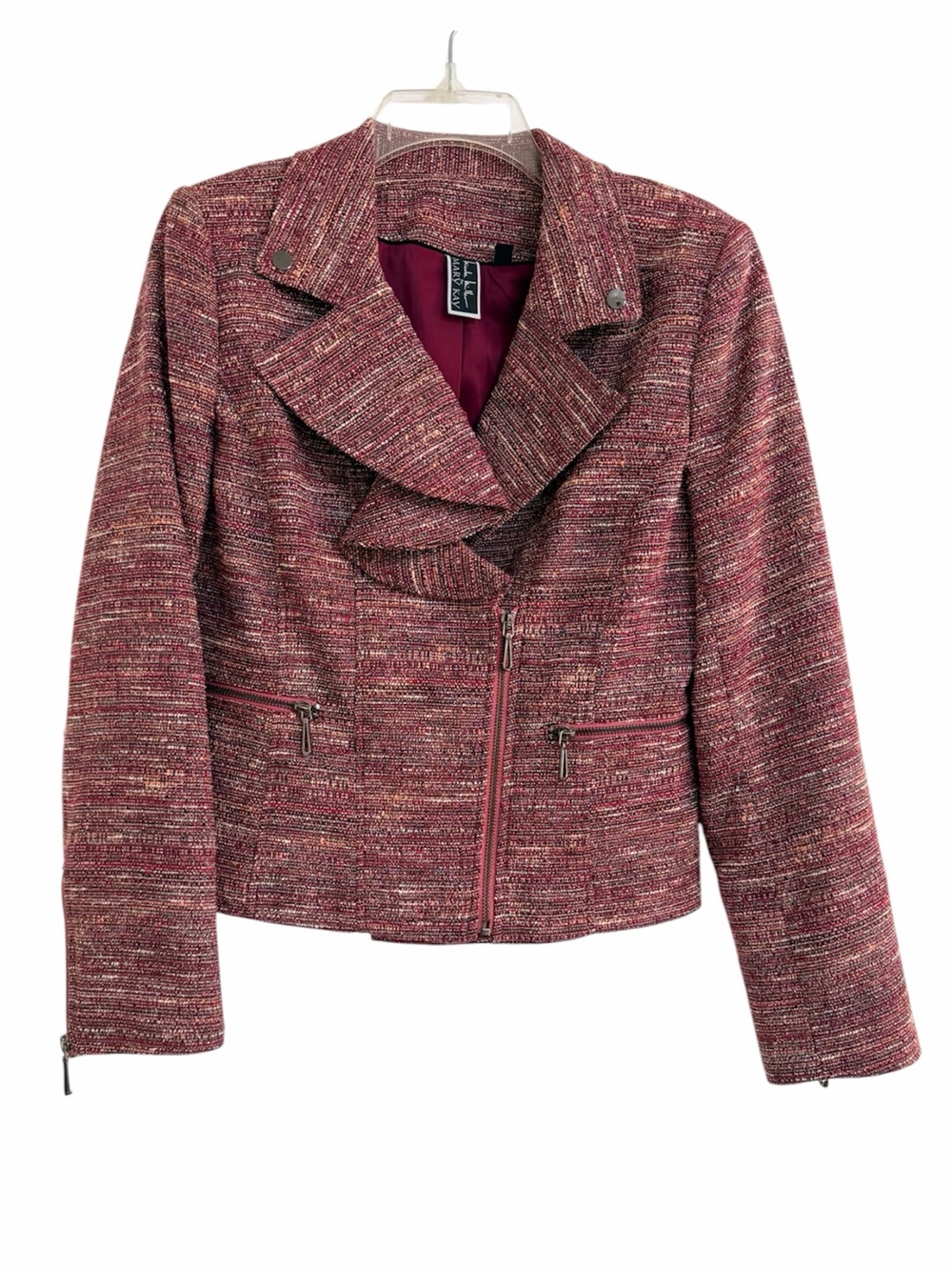Nicole Miller for Mary Kay Designed Tweed Moto Style Blazer
